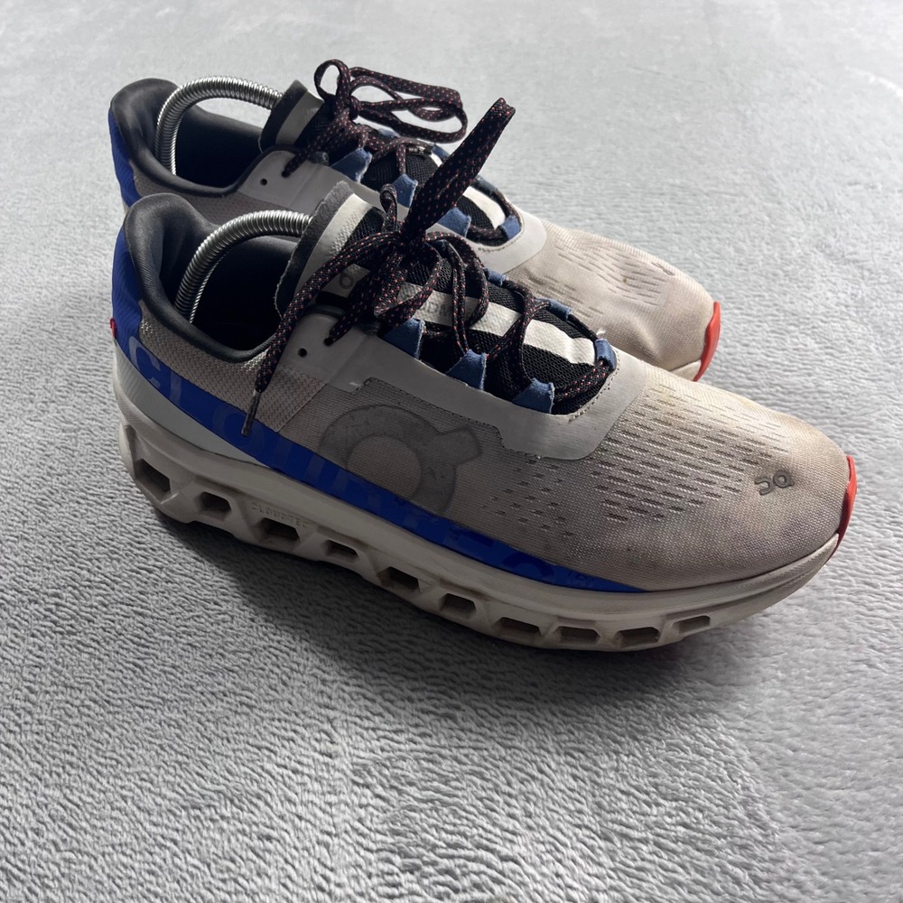 On Cloudmonster Mens Running Shoes White Blue Orange 61.98653 Size 11